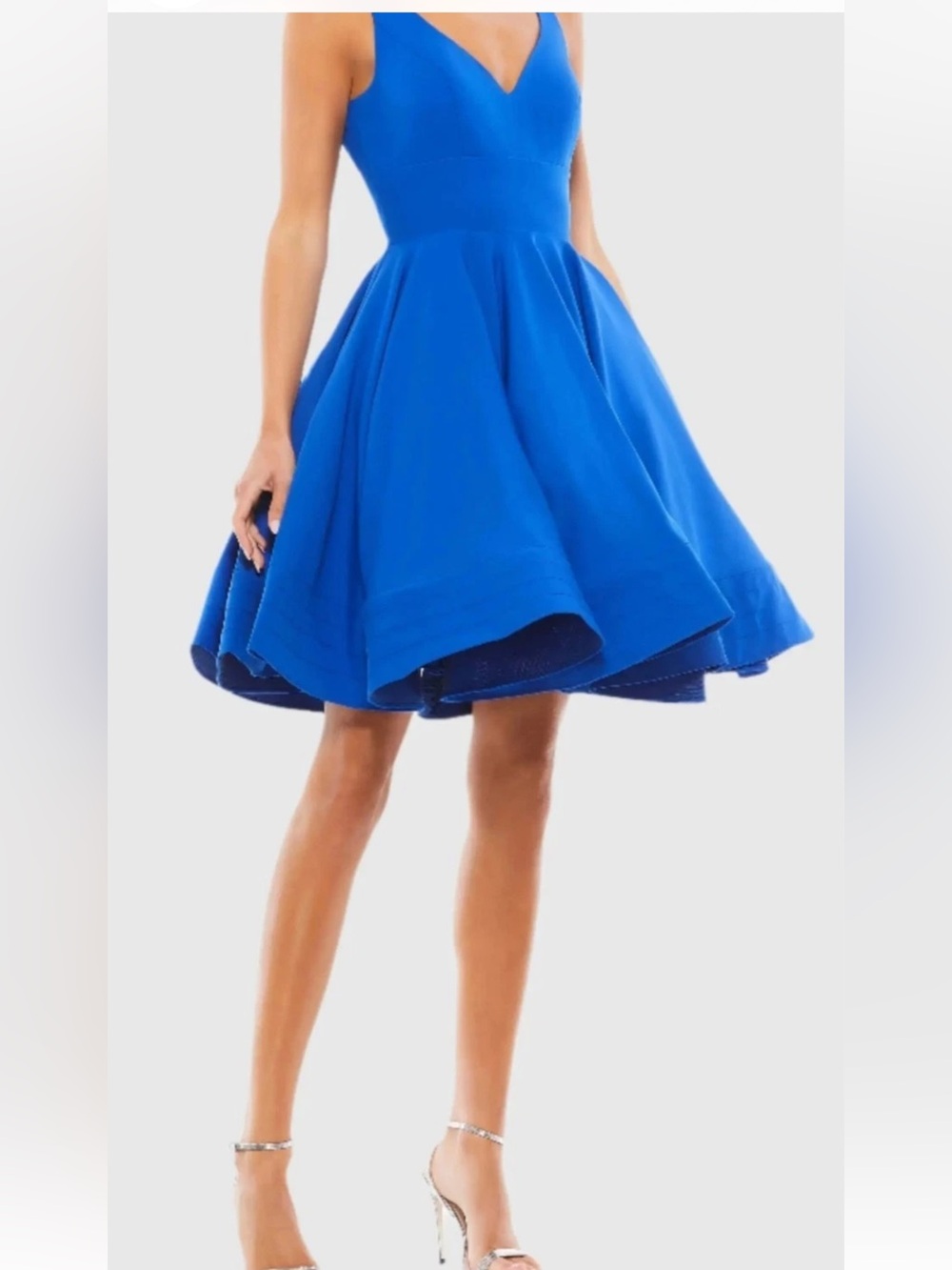Mac Duggal Ieena Fit and Flare Blue Minidress Sz 16W